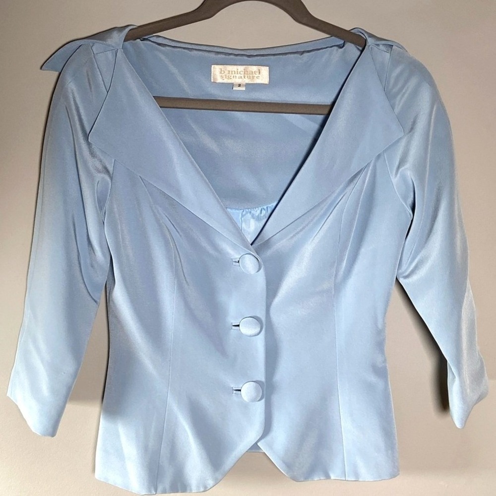 b michael signature Silk Powder Blue Jacket Womens 2